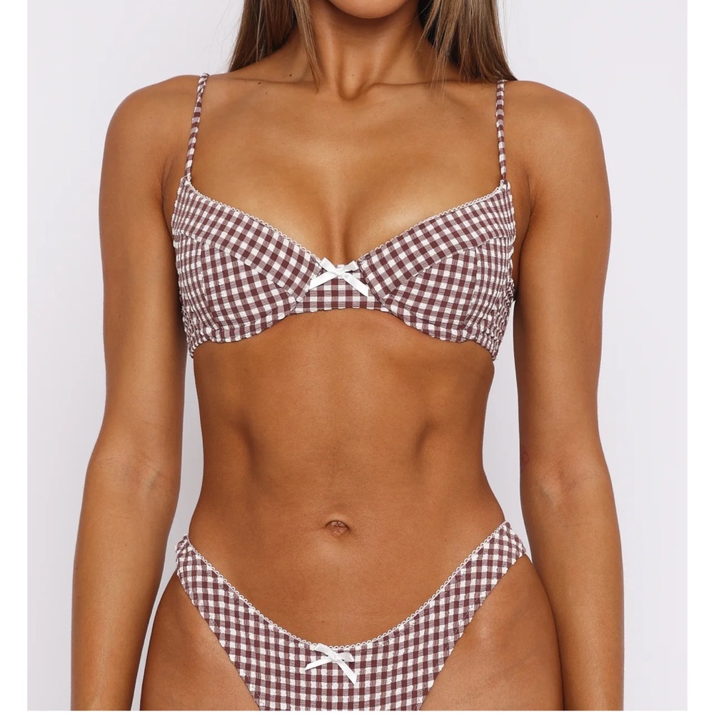 Brown Gingham Whitefox bikini set